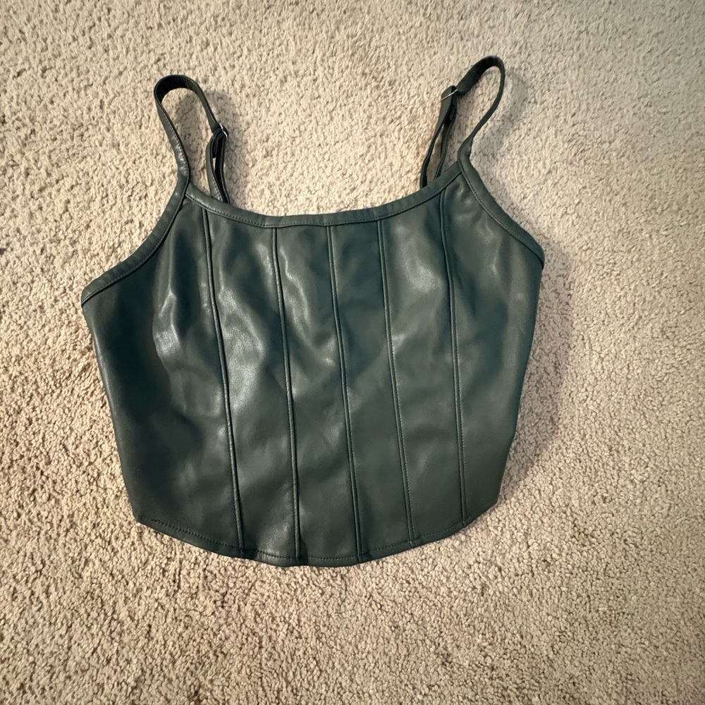 Women's Green Leather Top